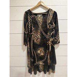 Peter Nygard Animal Print Womens Dress Petite Medium